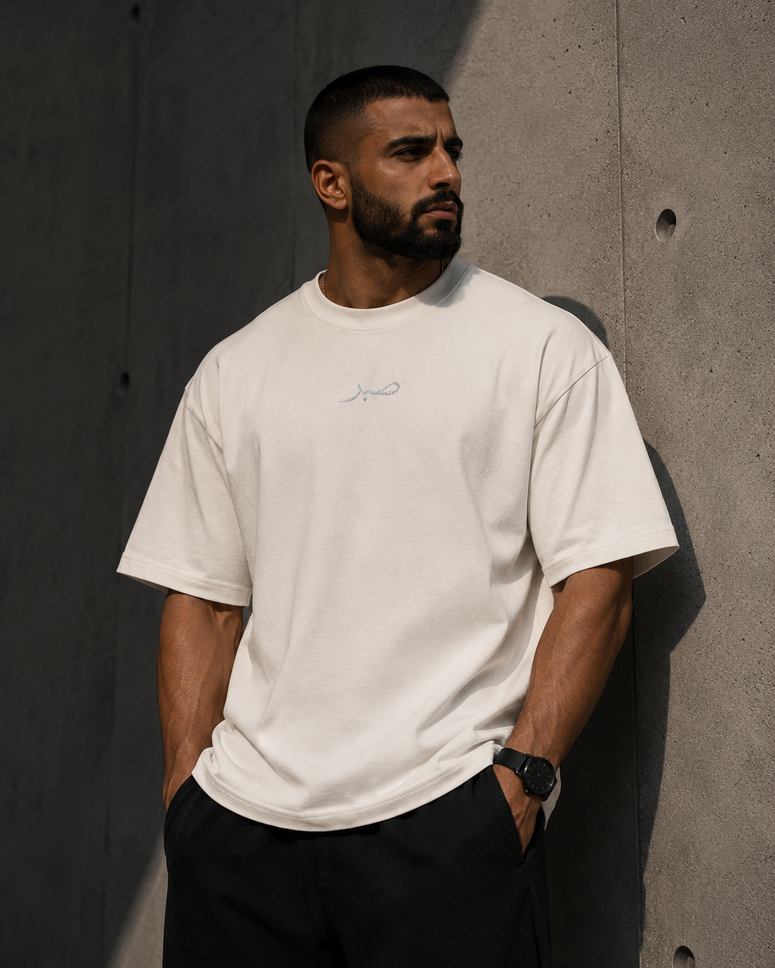 Mens Oversized صبر "Patience" Faded T-Shirt