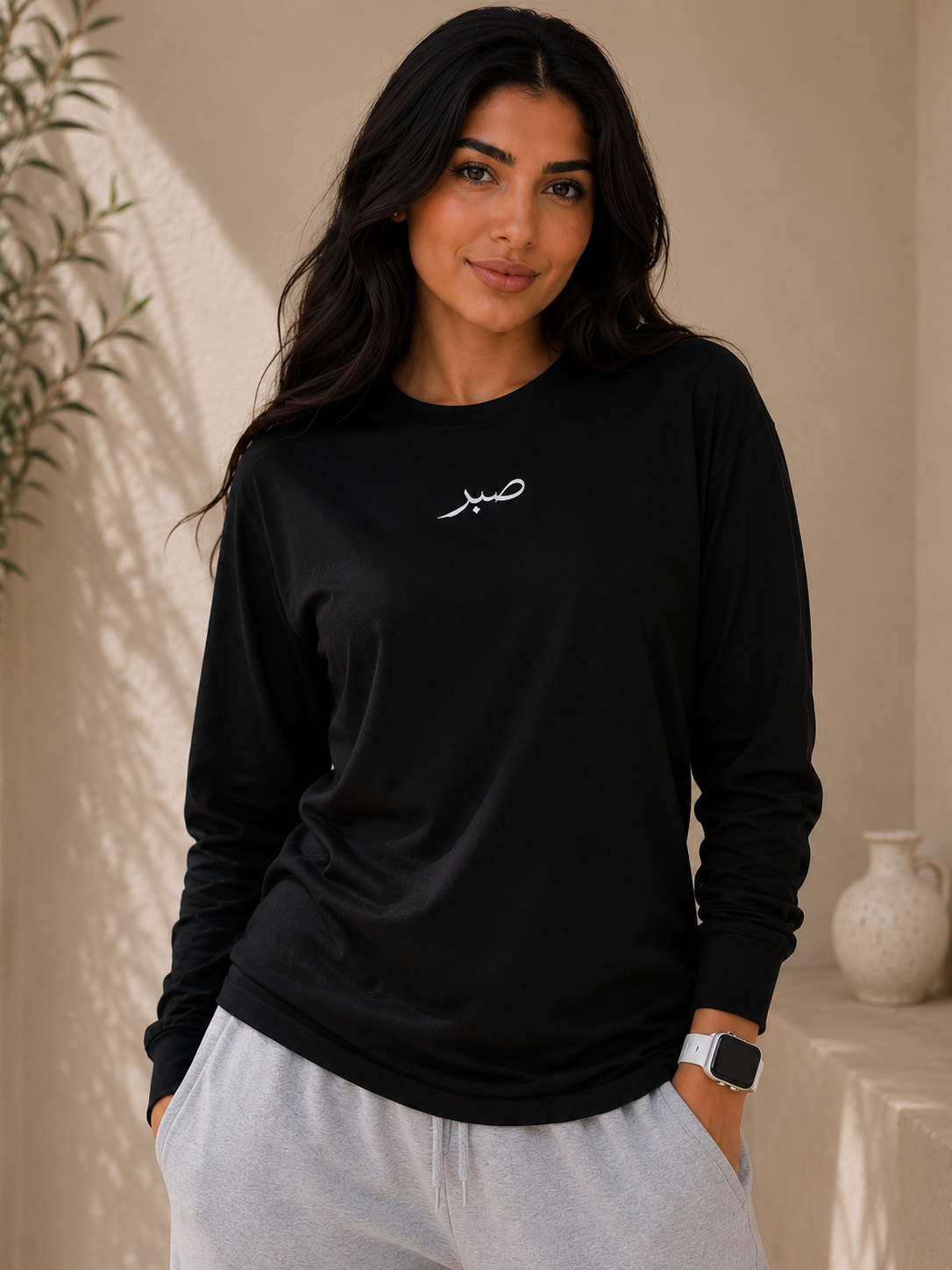 Womens Premium صبر "Patience" Relaxed Longsleeve Shirt