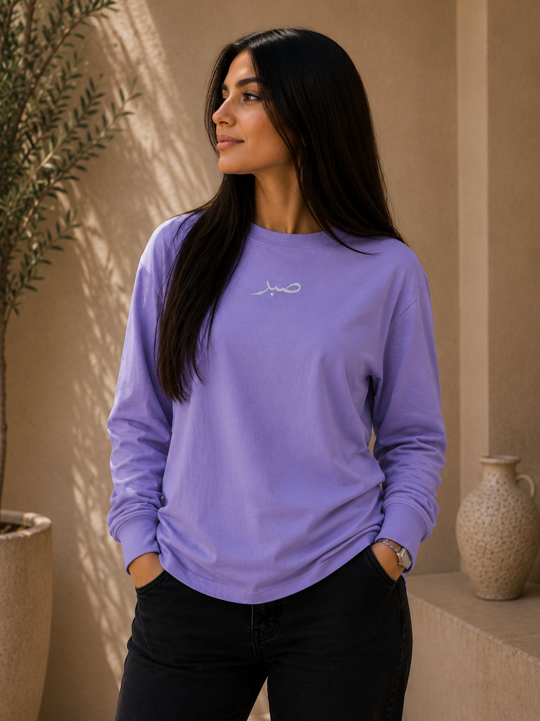 Womens Premium صبر "Patience" Relaxed Longsleeve Shirt