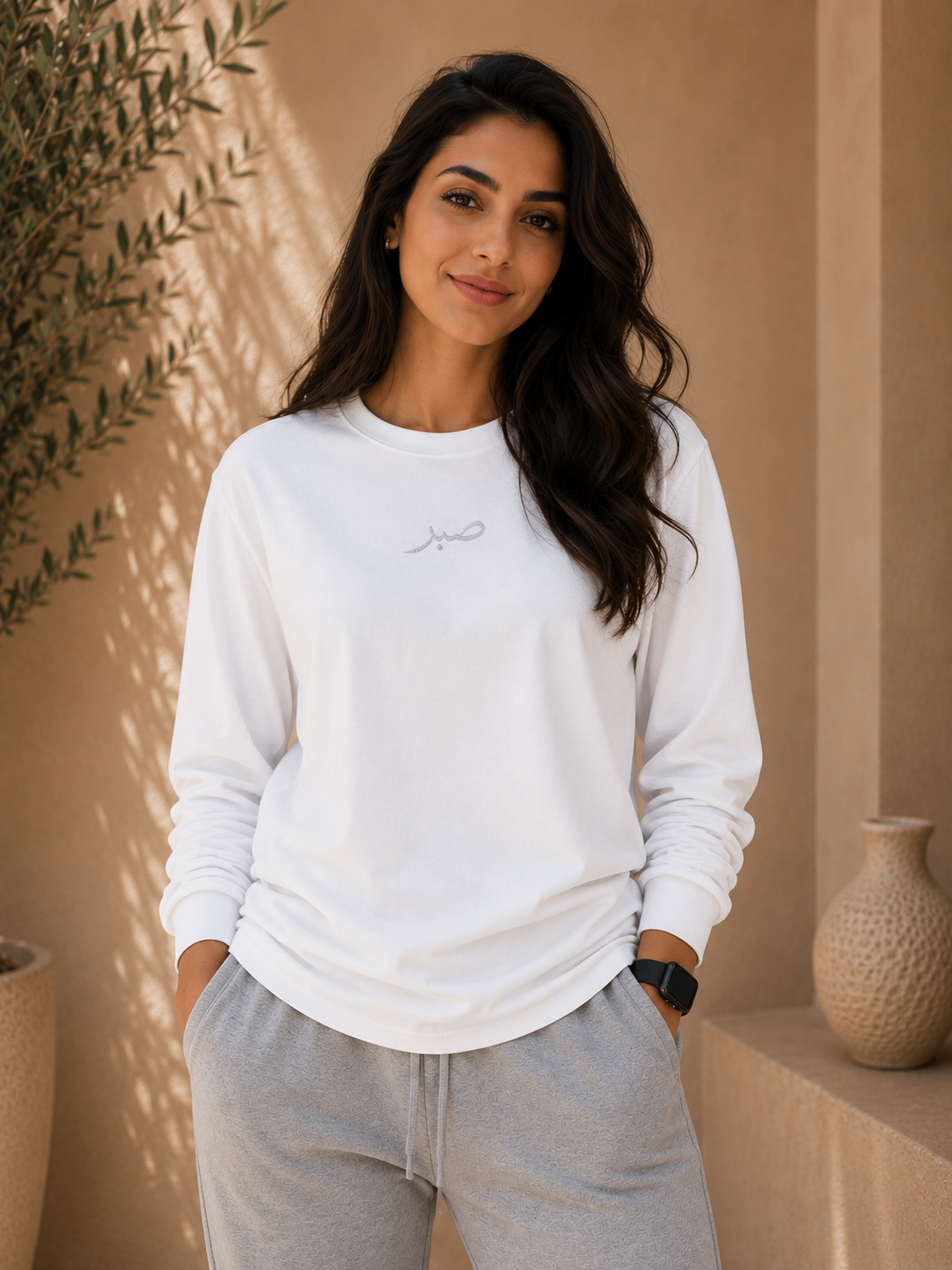 Womens Premium صبر "Patience" Relaxed Longsleeve Shirt